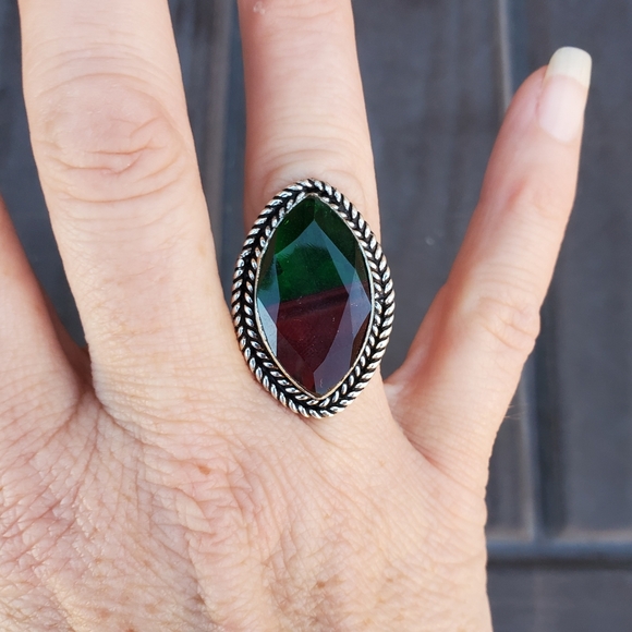 New Bi-Color Tourmaline 925 Silver Ring. - Picture 9 of 14